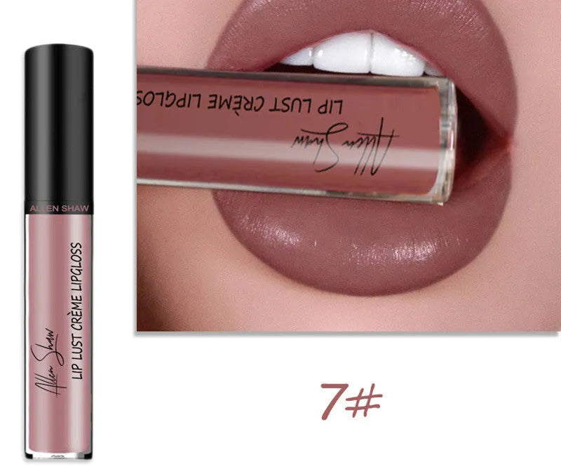 Silky cream texture lip gloss tube in various colour options including a 12-piece set.