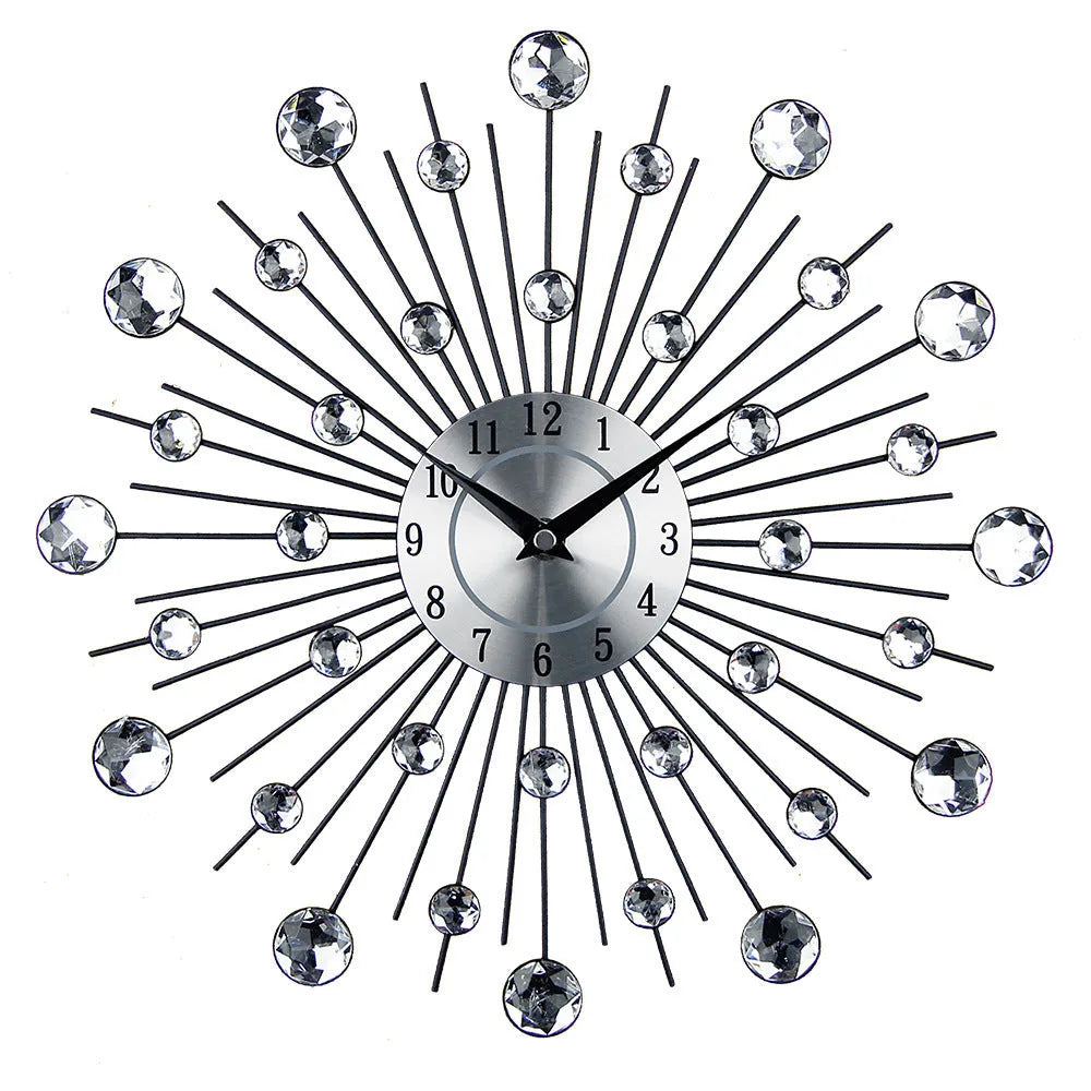 33cm silver round mute wall clock with metal frame and aluminium dial