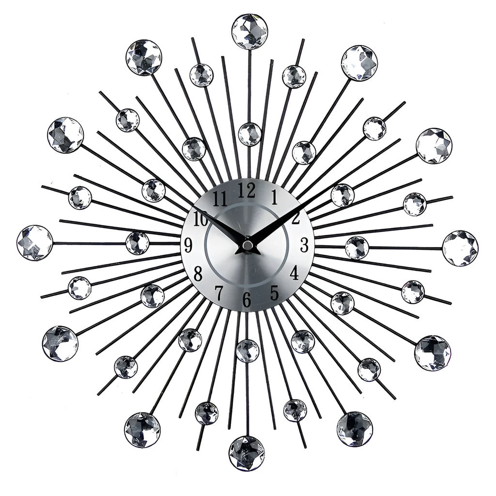 33cm silver round mute wall clock with metal frame and aluminium dial