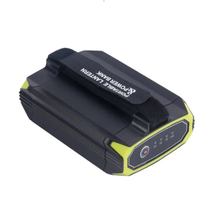 Green aluminium alloy rechargeable camping light with LED bulbs and push button controls