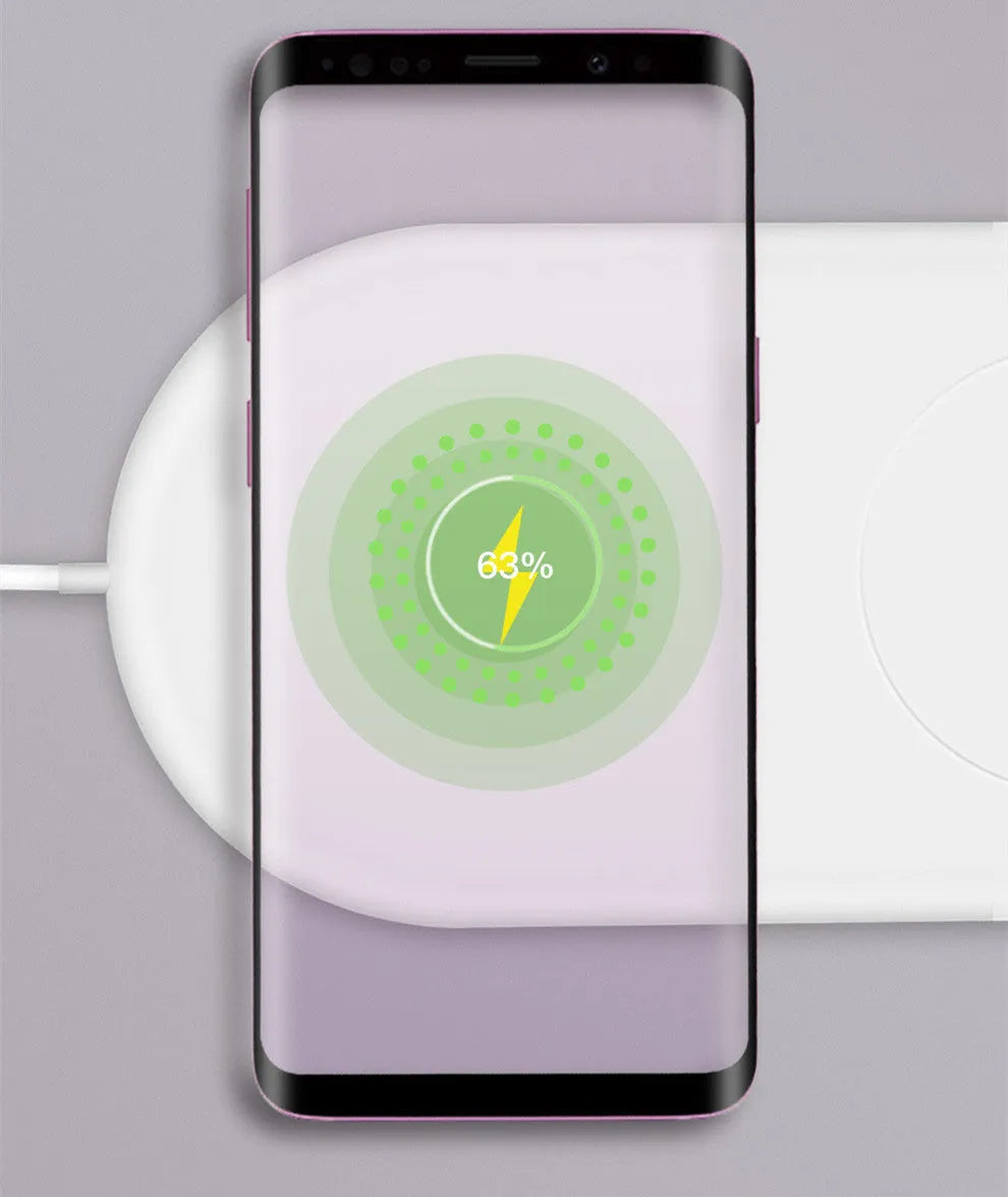 A simple white dual wireless charging pad for two mobile phones.