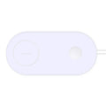 A simple white dual wireless charging pad for two mobile phones.