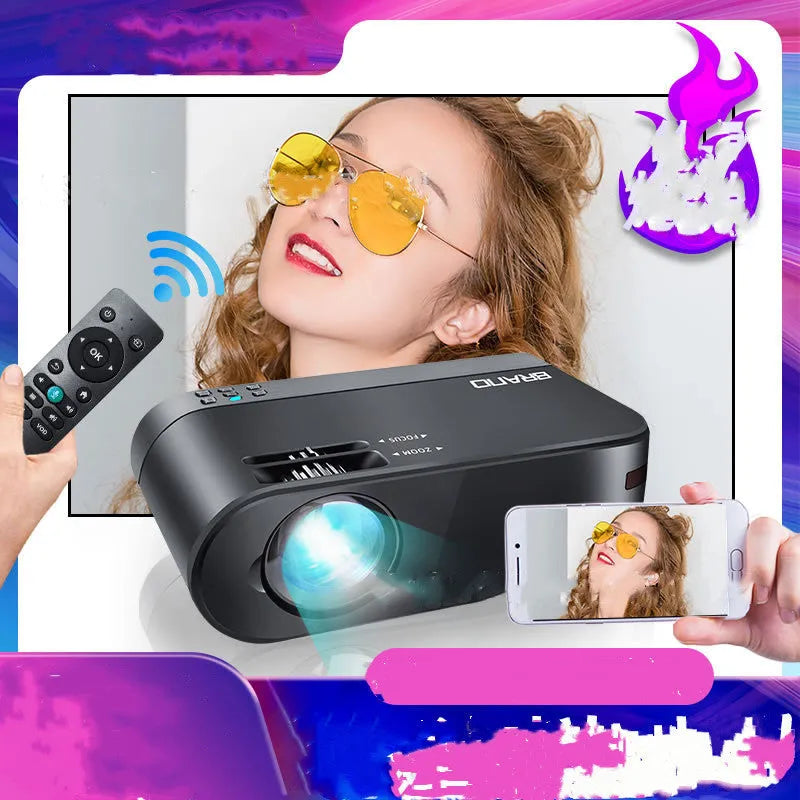 Portable wireless projector with Android system for mobile phone mirroring and 8K compatible projection
