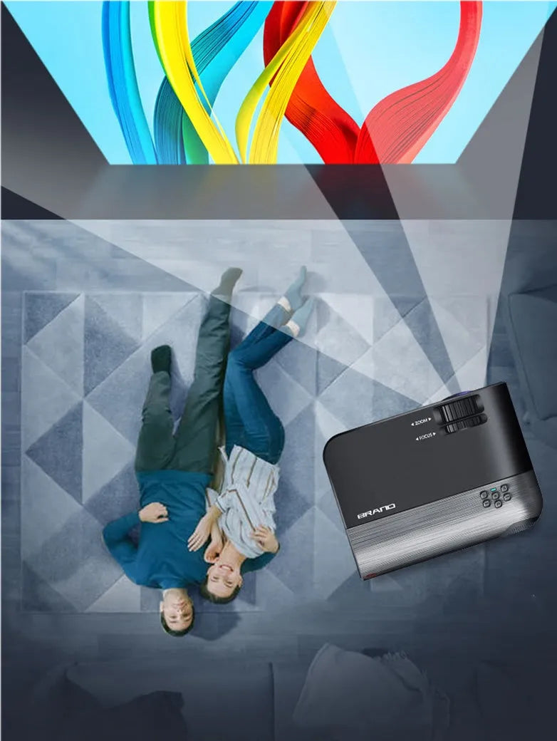 Portable wireless projector with Android system for mobile phone mirroring and 8K compatible projection