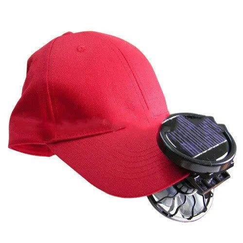 Black portable solar-powered clip-on fan for outdoor cooling during camping and fishing
