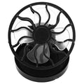 Black portable solar-powered clip-on fan for outdoor cooling during camping and fishing