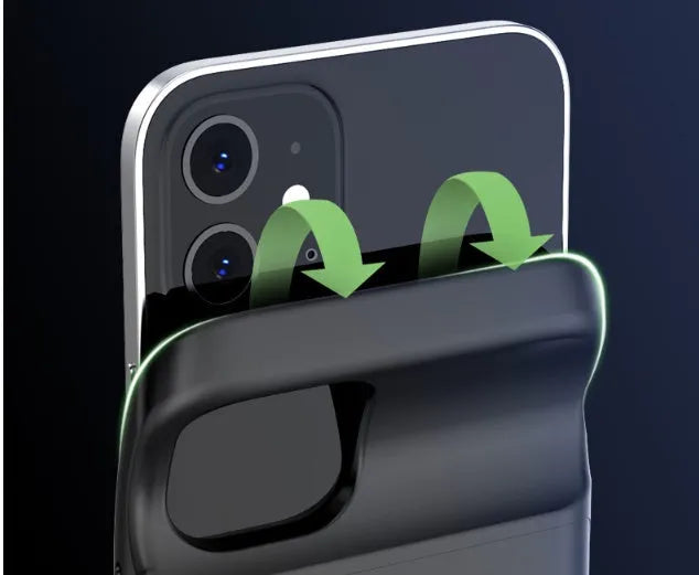 Black ultra-thin TPU wireless back clip battery for iPhone 12 with multi-U port output