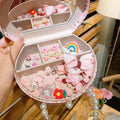 Children cartoon headdress and hair clip set in cloth material with storage gift box in various colors