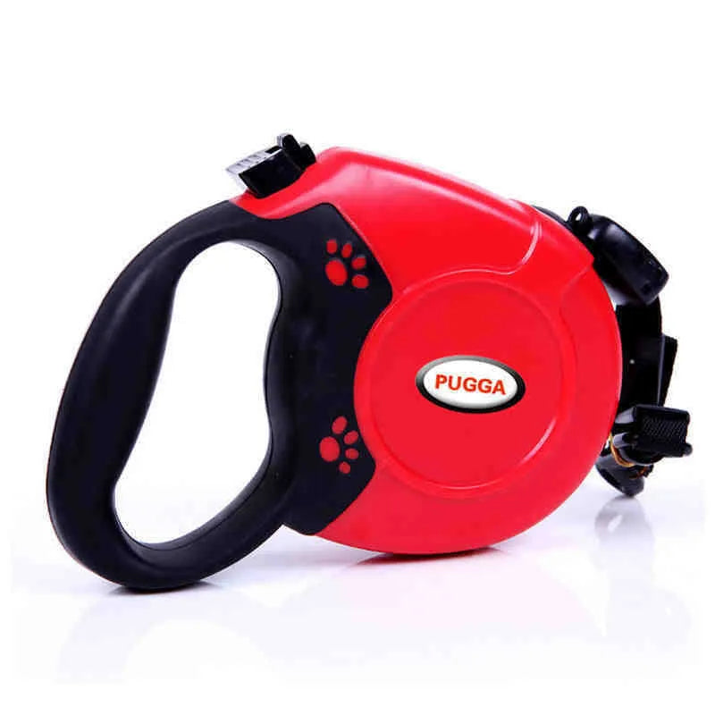 Retractable dog lead with ABS shell, nylon rope, stainless steel buckle, 17x13x4cm, for medium and large dogs.