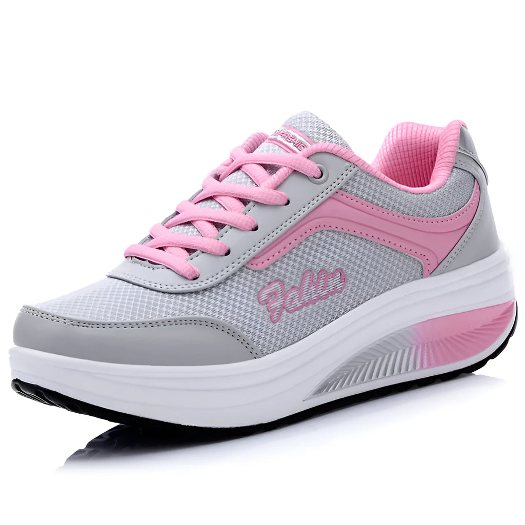 Women's heelless sports travel shoes in various colours with a 3-5cm middle heel on a size scale 35-42