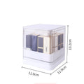 Press lift lipstick storage box organiser with transparent dust cover in pink and white colour options.
