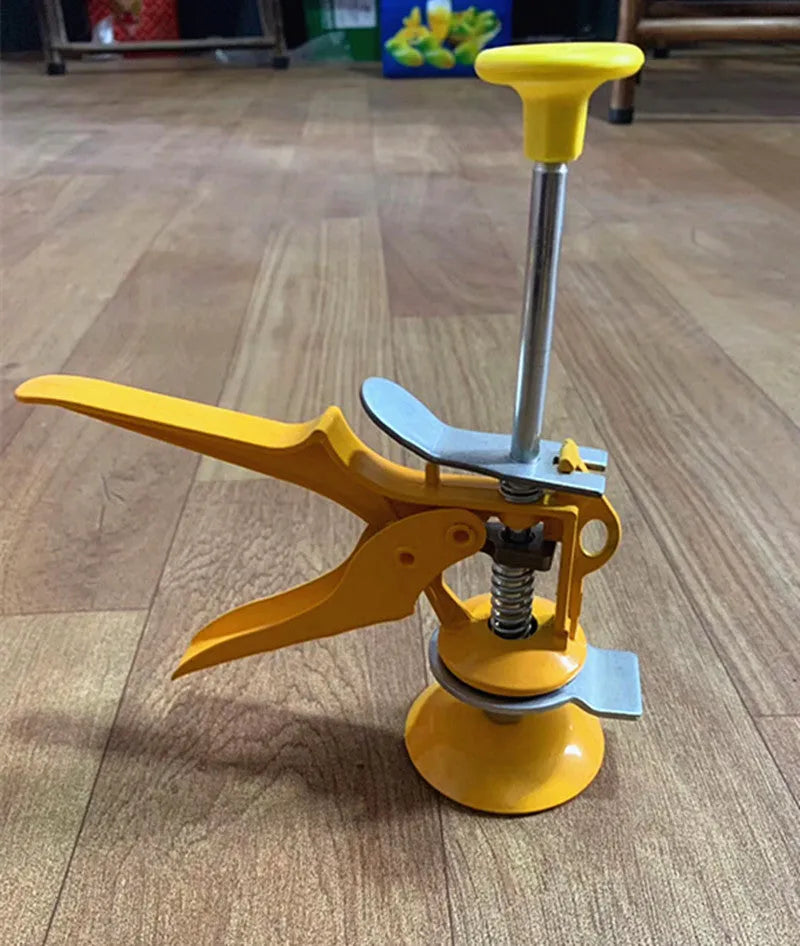 Metal alloy tile raising positioner with height adjustment for concrete processing applications