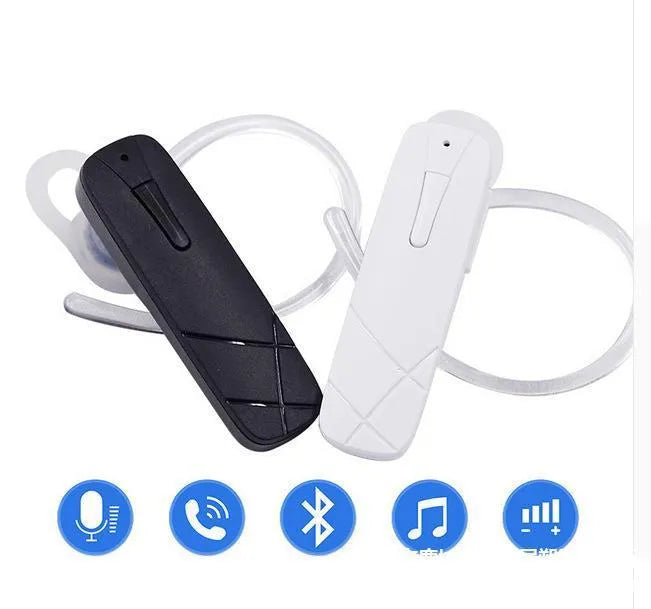 Black and white Bluetooth wireless earphone headset with earplug design