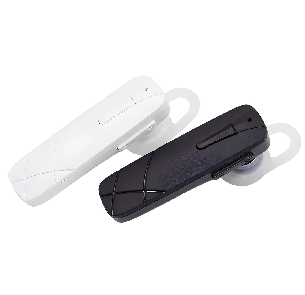 Black and white Bluetooth wireless earphone headset with earplug design