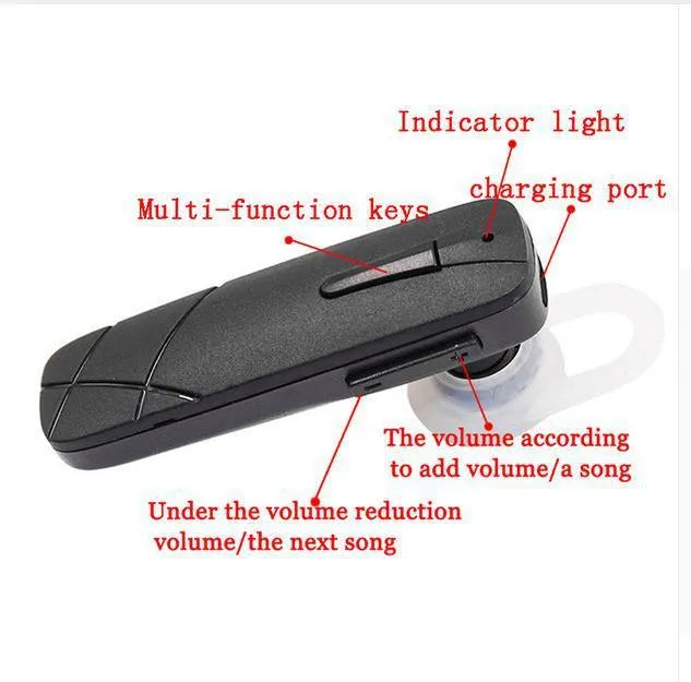 Black and white Bluetooth wireless earphone headset with earplug design