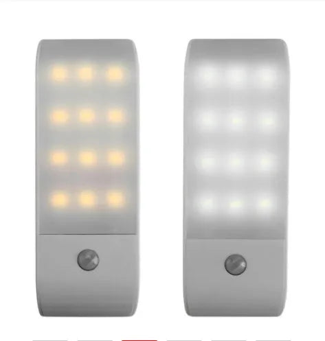 12 LED rechargeable human body sensor night light in new Chinese style with white or yellow light options