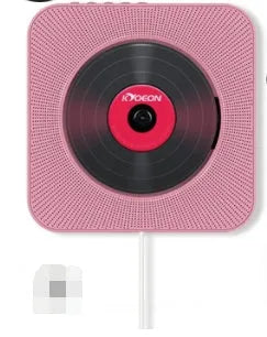 Wall-mounted CD player in white ABS casing with remote control and power adapter