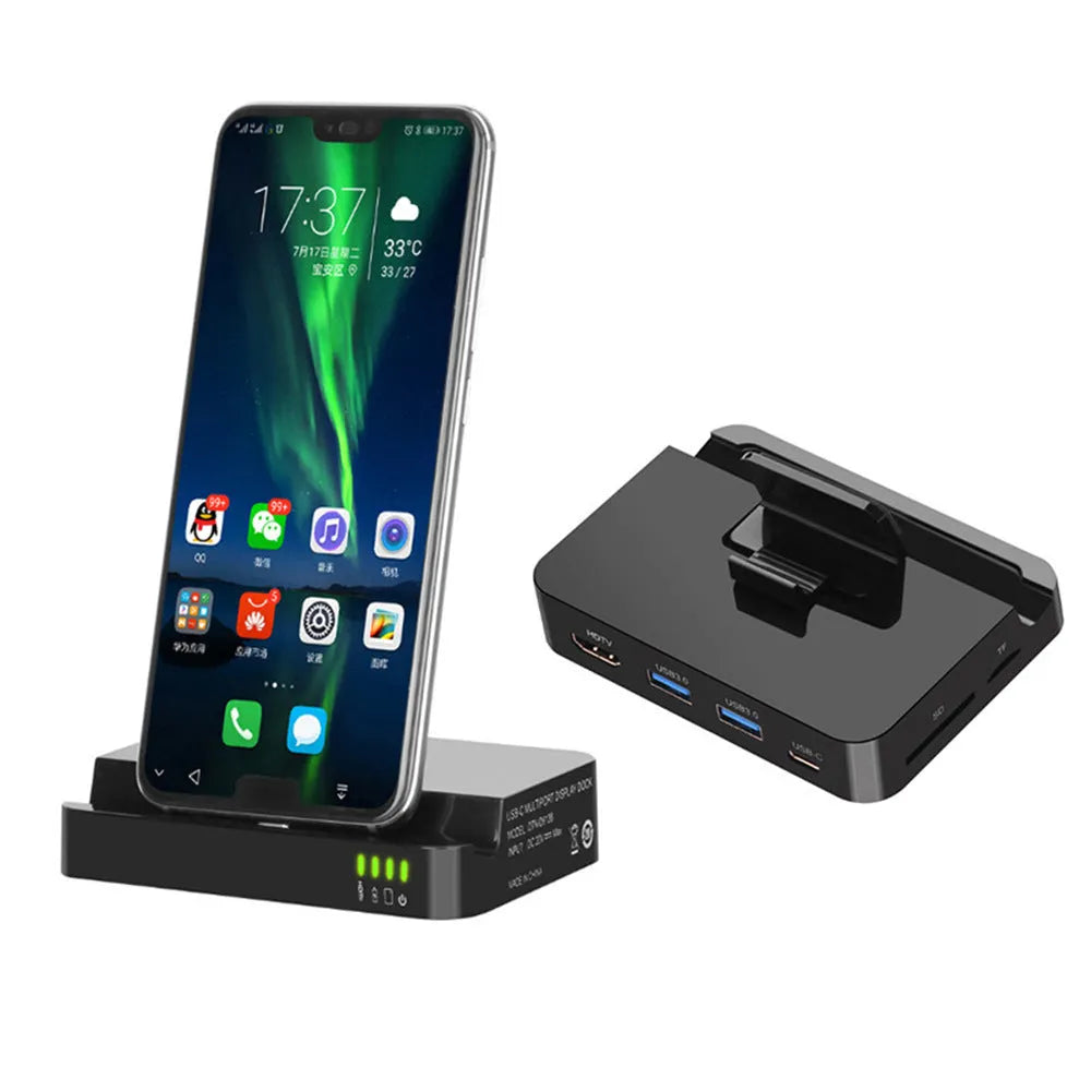 Black mobile phone to HD converter dock for HDMI output with 5Gbps transmission rate