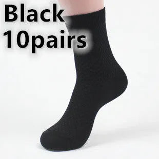Men's bamboo fibre business socks showing small square pattern in five colour options