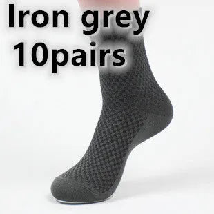 Men's bamboo fibre business socks showing small square pattern in five colour options