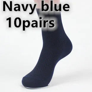 Men's bamboo fibre business socks showing small square pattern in five colour options