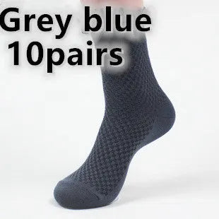 Men's bamboo fibre business socks showing small square pattern in five colour options