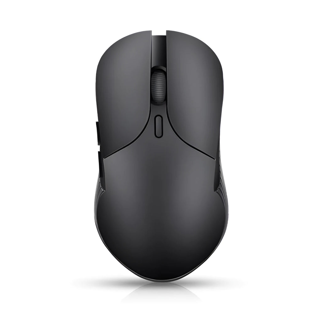 Blue smart voice translator mouse with 2.4G wireless receiver on a desk.