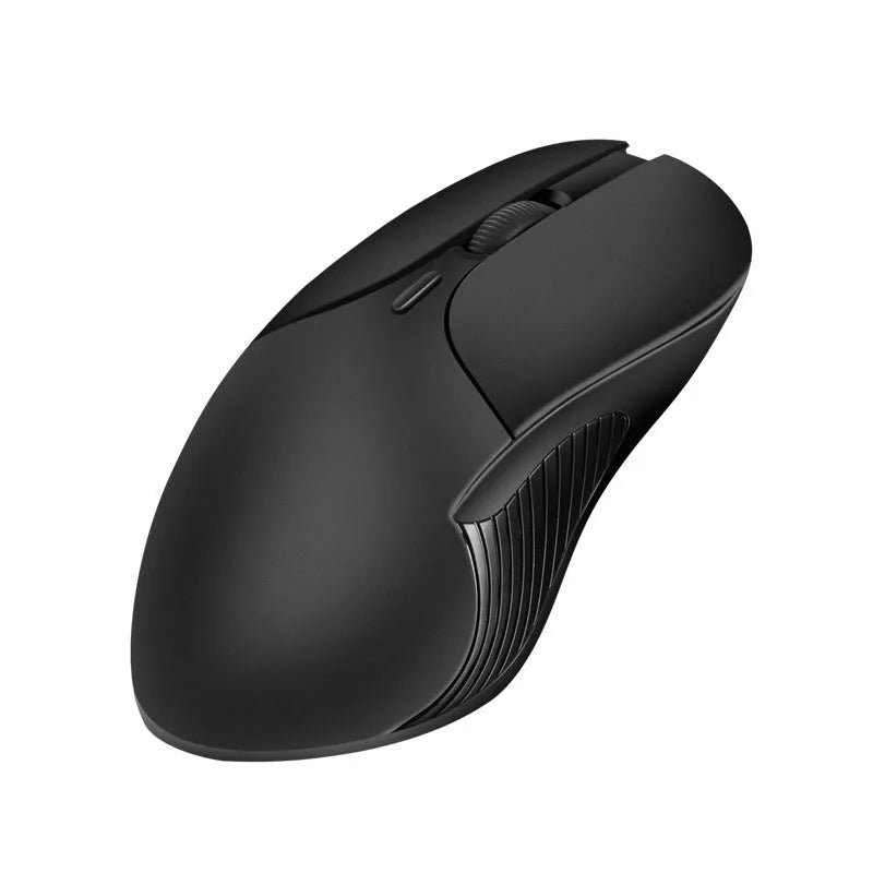 Blue smart voice translator mouse with 2.4G wireless receiver on a desk.