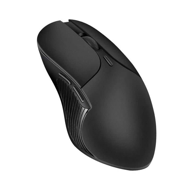 Blue smart voice translator mouse with 2.4G wireless receiver on a desk.