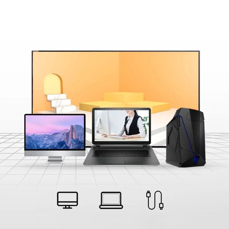Blue smart voice translator mouse with 2.4G wireless receiver on a desk.
