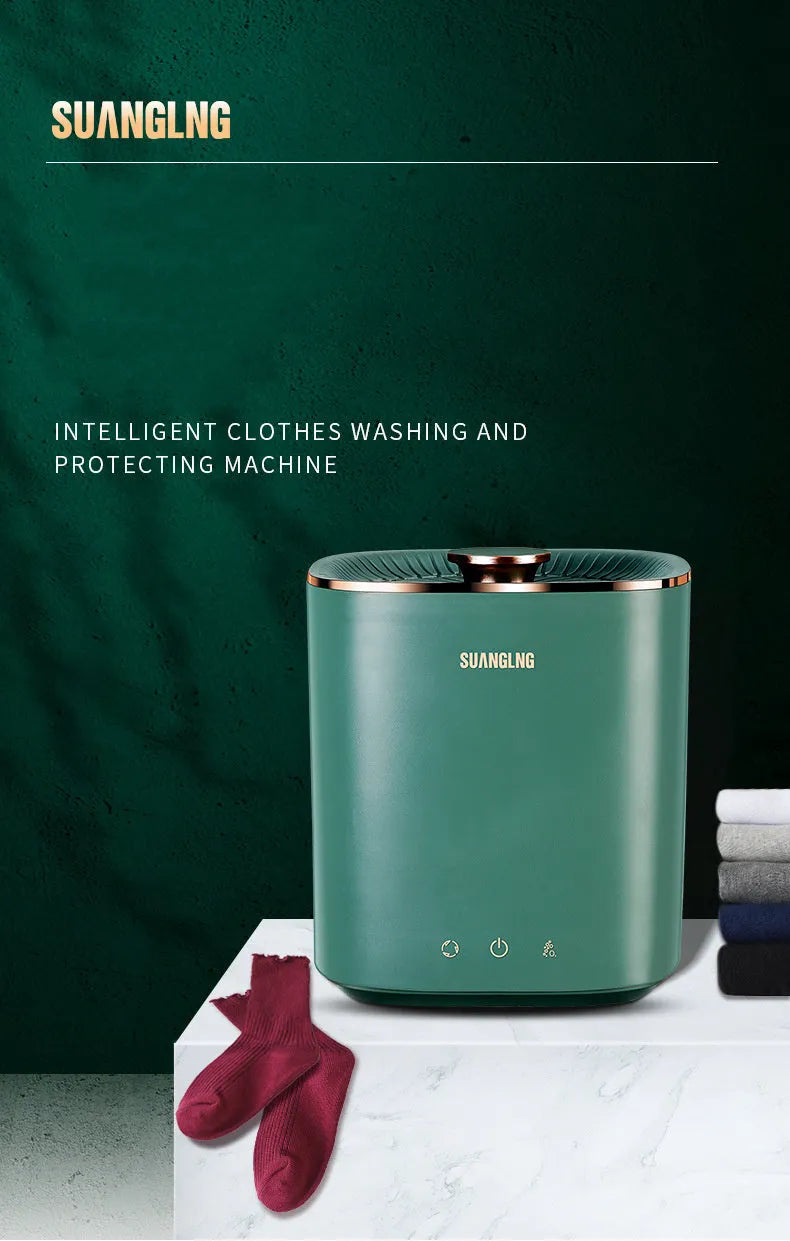 Green mini portable washing machine for underwear socks with ozone sterilisation function