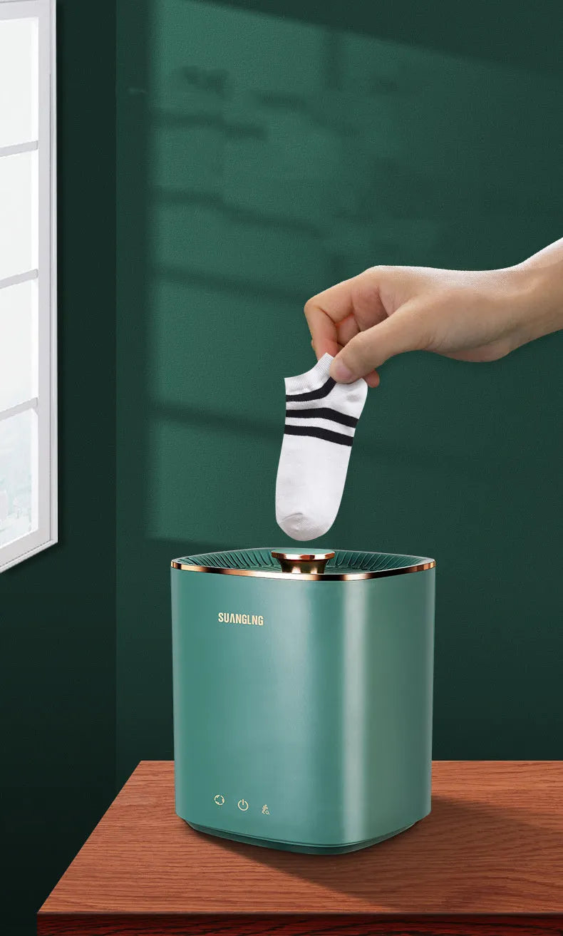 Green mini portable washing machine for underwear socks with ozone sterilisation function