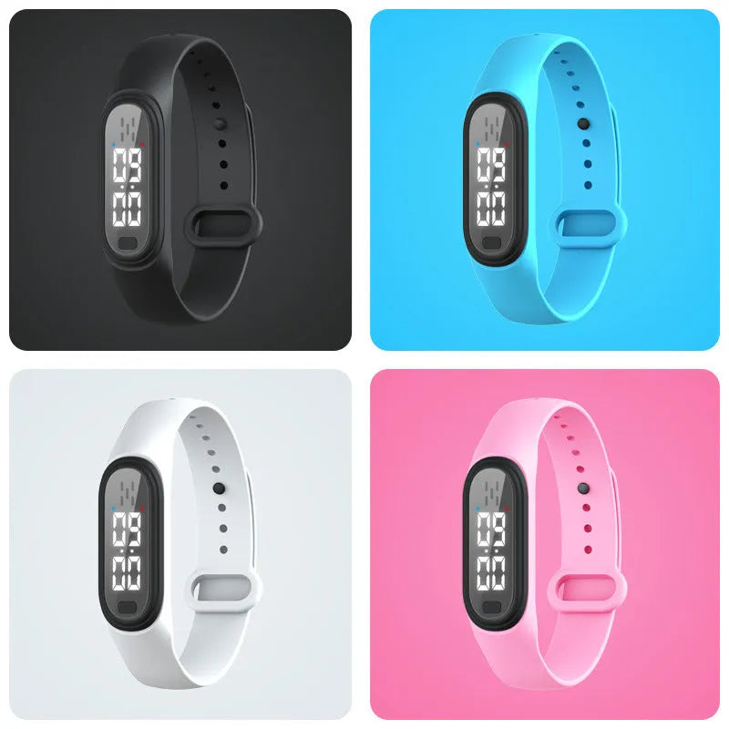 Ultrasonic electronic anti-mosquito repellent bracelet in black, white, blue, and pink colours