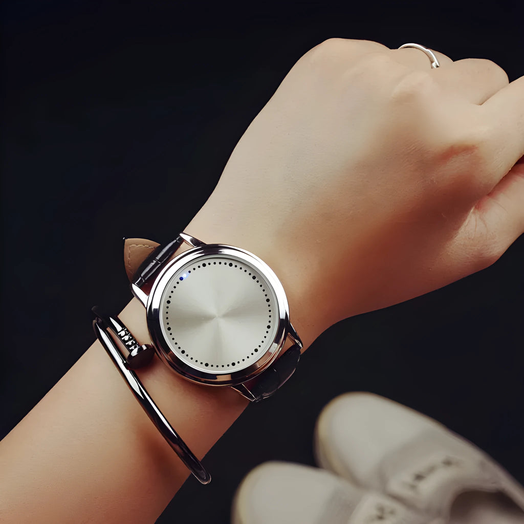 Casual electronic digital watch with blue light display in black and white colour options.
