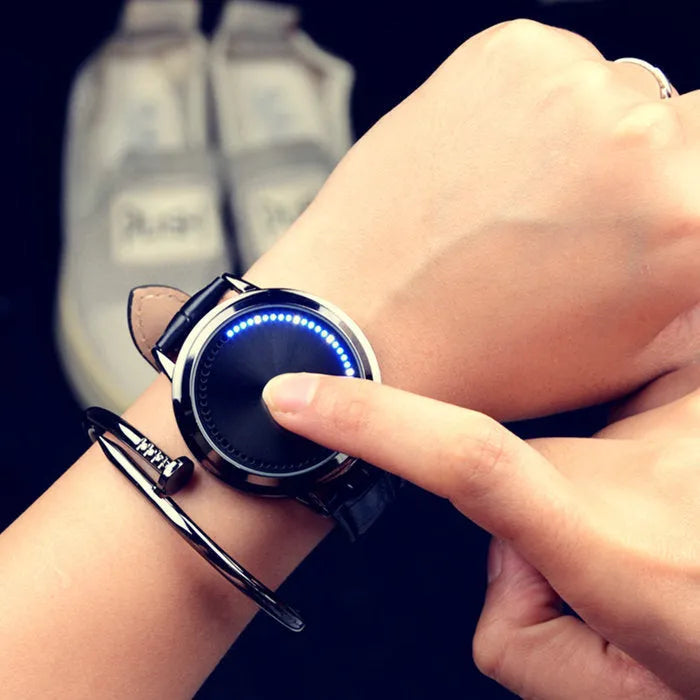 Casual electronic digital watch with blue light display in black and white colour options.