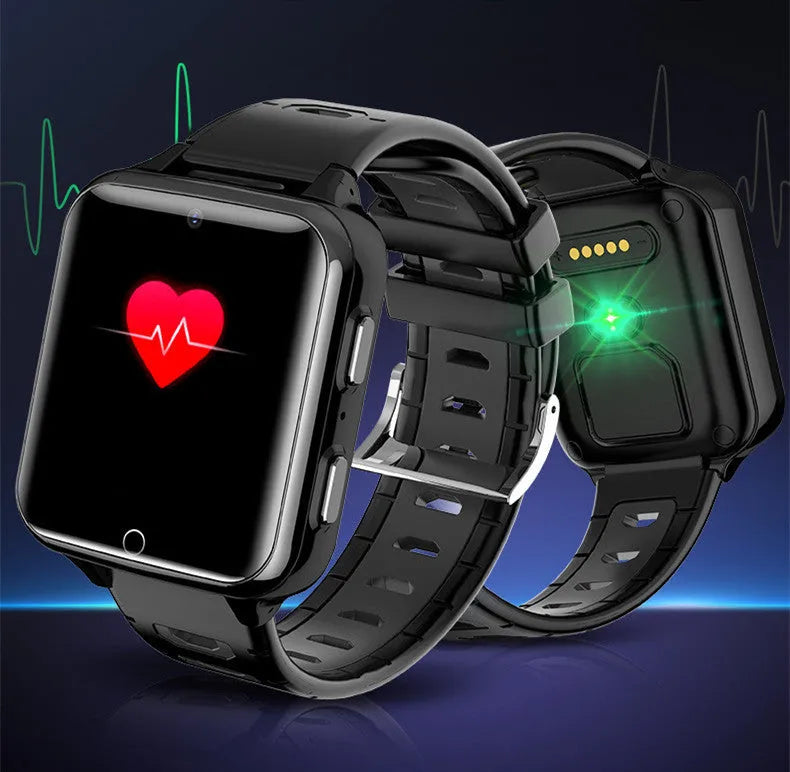 Children's smart watch with colour touch screen and silicone wrist strap.