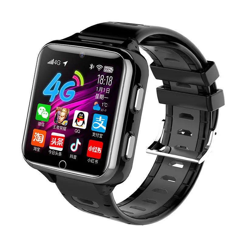 Children's smart watch with colour touch screen and silicone wrist strap.