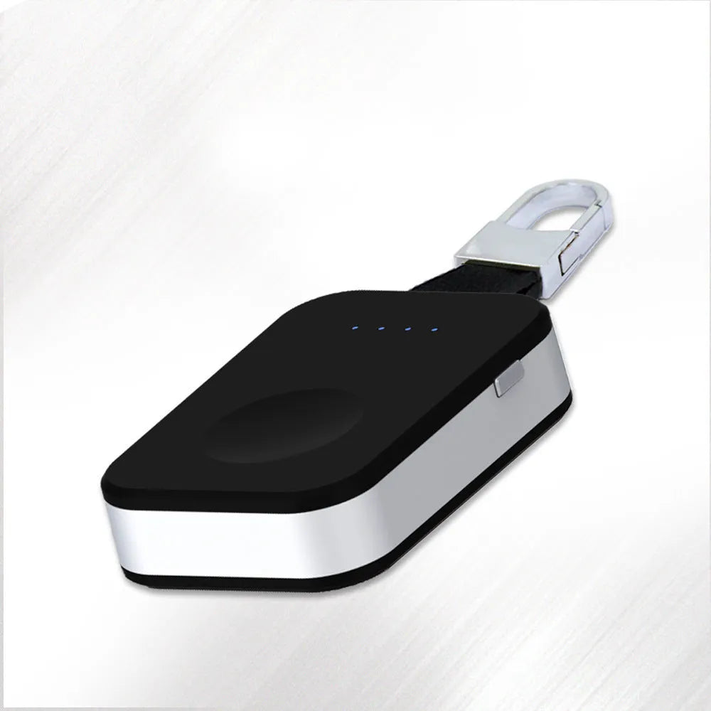 Black Apple Watch wireless power bank keychain charger with portable design
