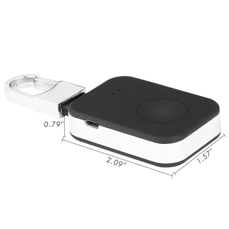 Black Apple Watch wireless power bank keychain charger with portable design