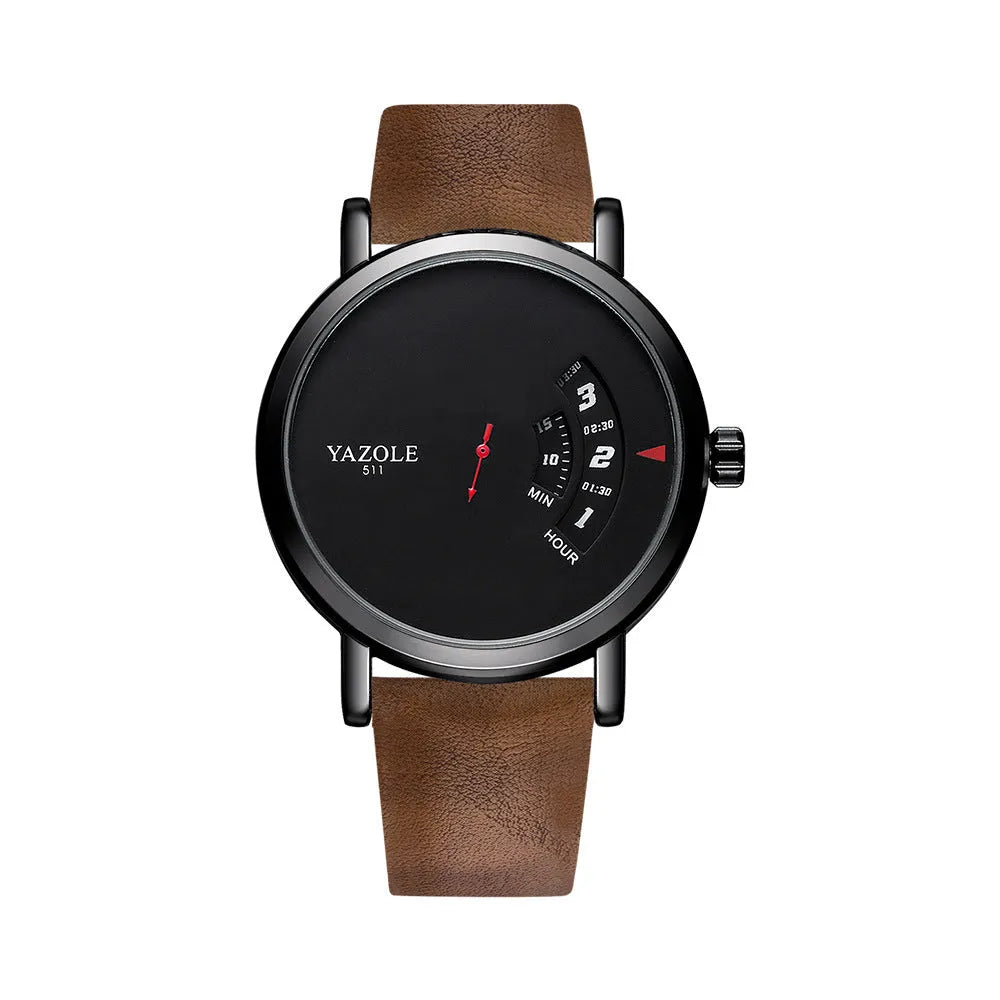 Men's waterproof quartz watch with turntable design showing hybrid analogue and digital display