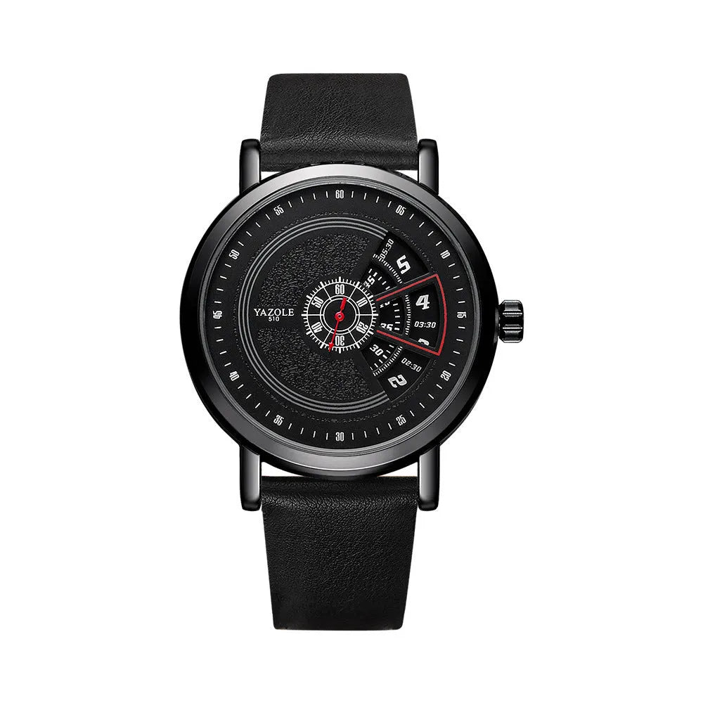 Men's waterproof quartz watch with turntable design showing hybrid analogue and digital display