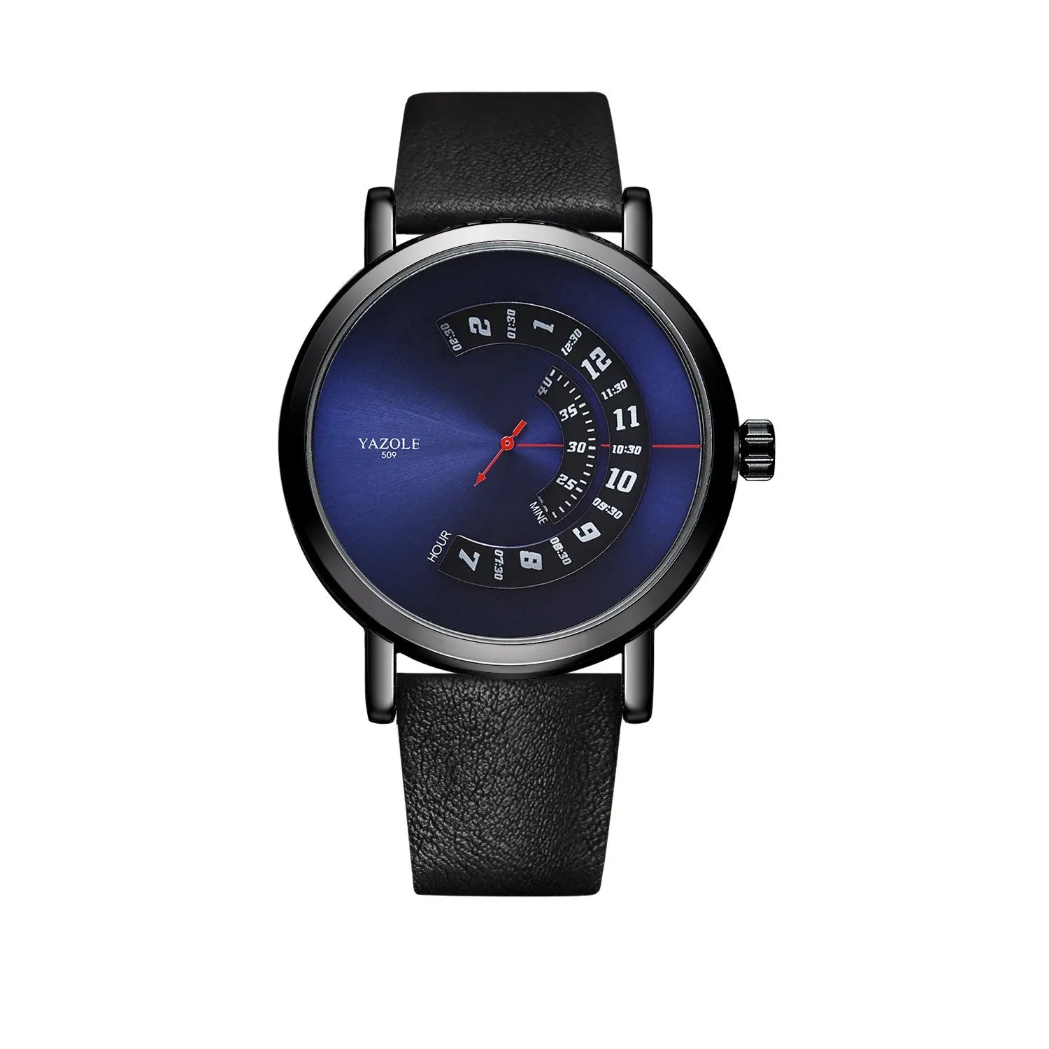 Men's waterproof quartz watch with turntable design showing hybrid analogue and digital display