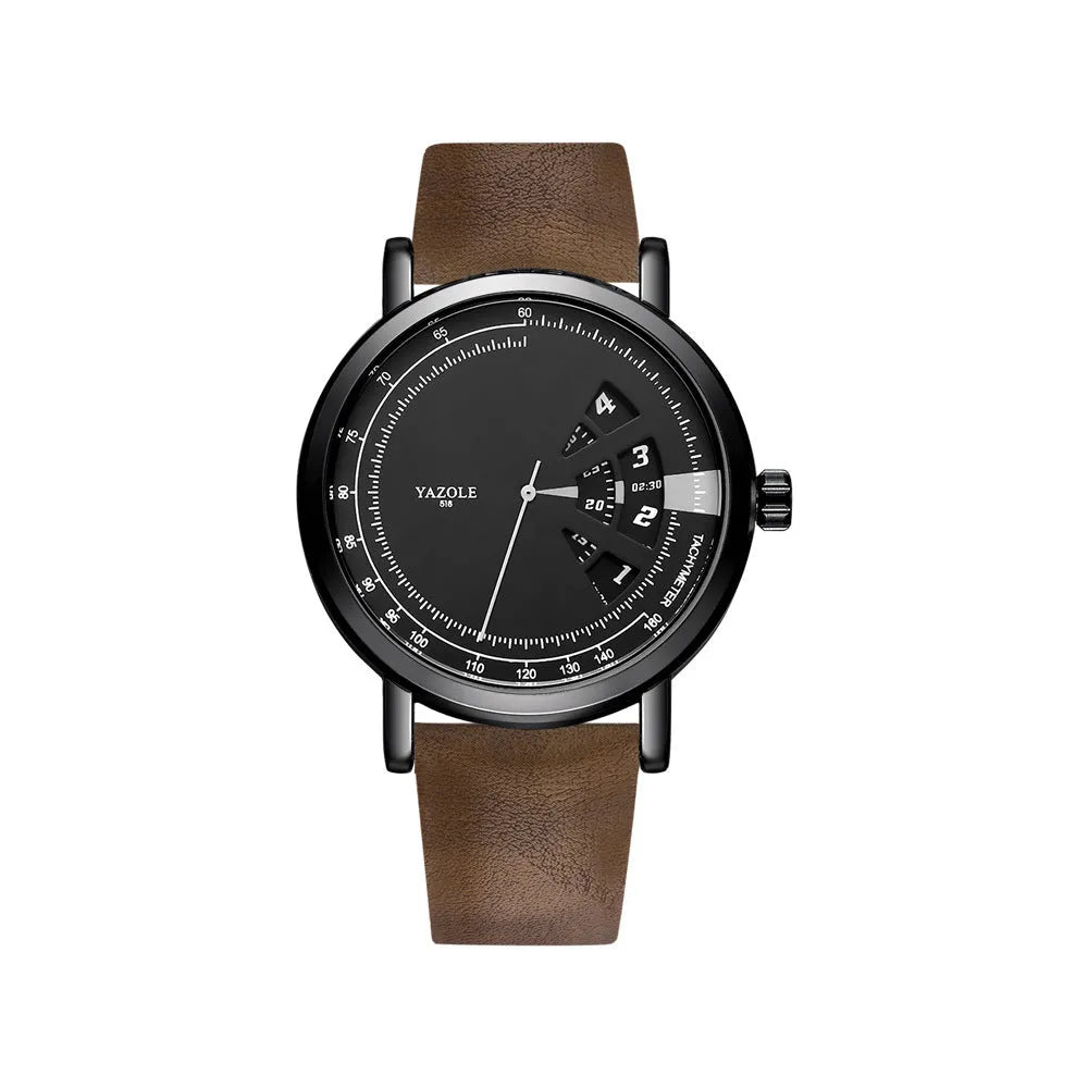 Men's waterproof quartz watch with turntable design showing hybrid analogue and digital display