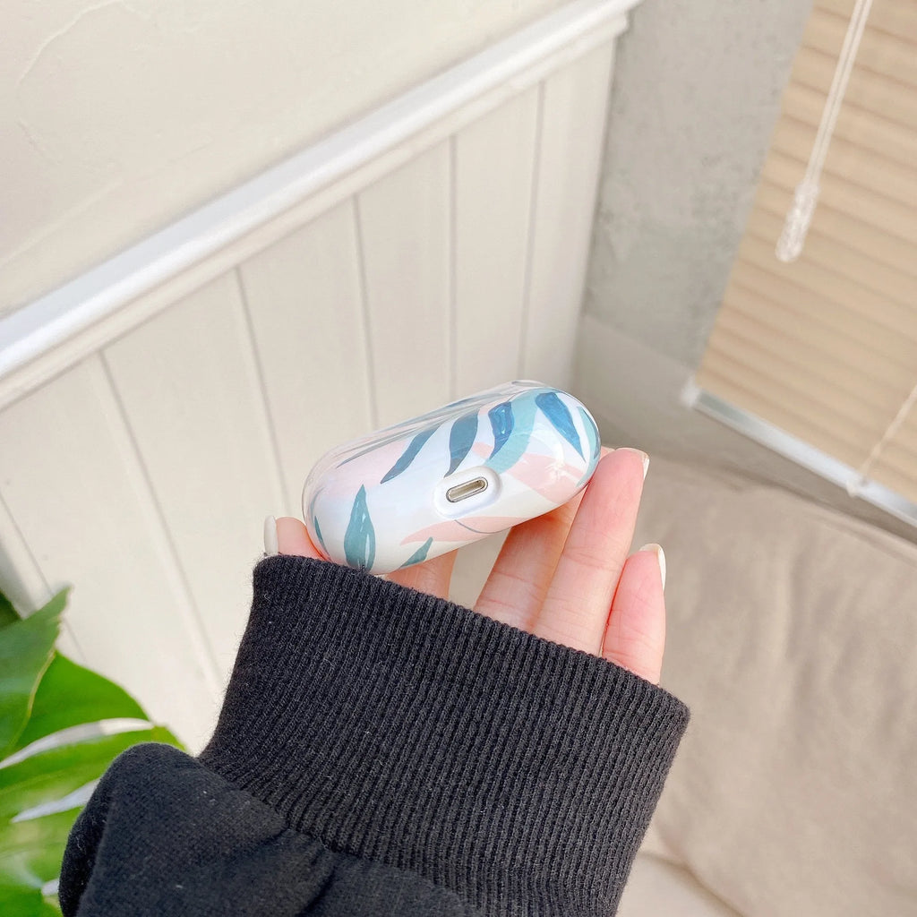 Banana leaves design AirPods protective case in blue or green colour for AirPods 1/2 generation and AirPods Pro models