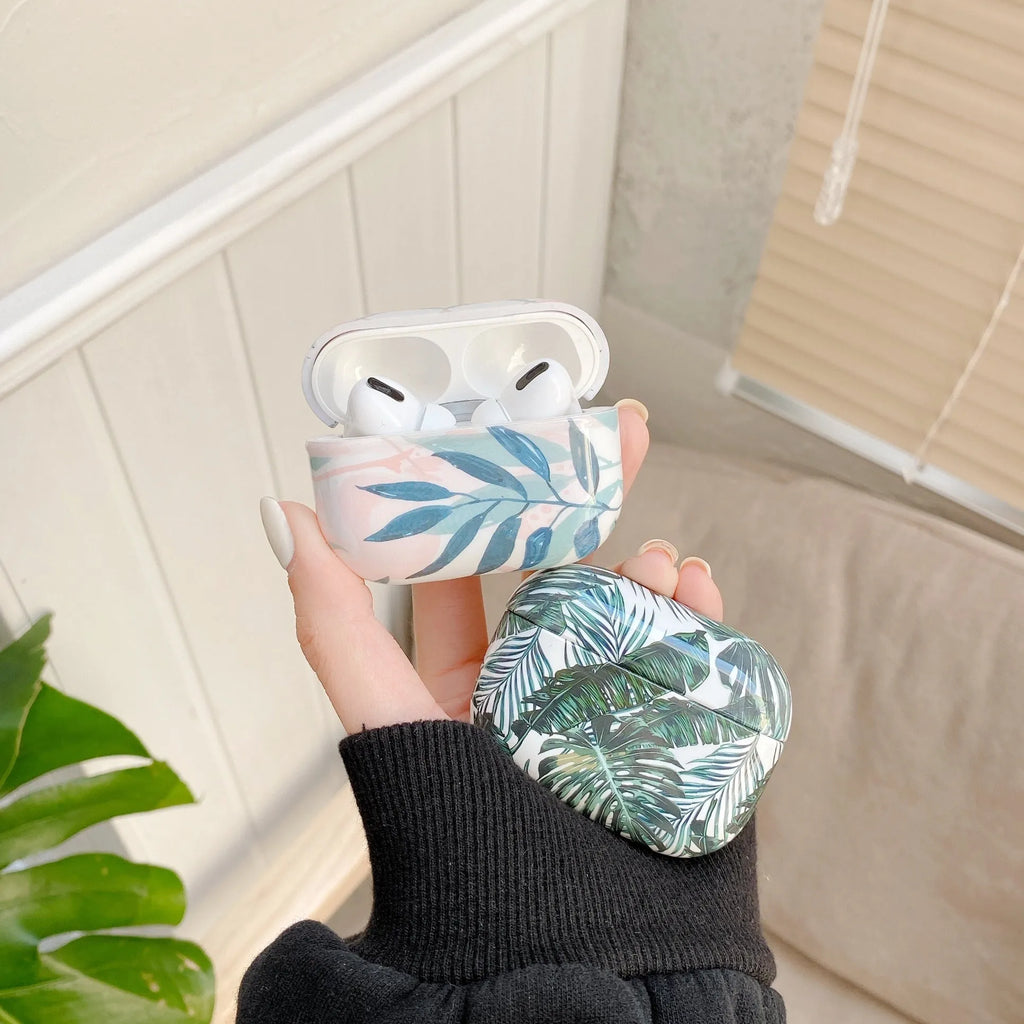 Banana leaves design AirPods protective case in blue or green colour for AirPods 1/2 generation and AirPods Pro models
