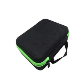 Red EVA cube bag with 30 pockets for 15ml essential oil bottles, shown wall-mounted.