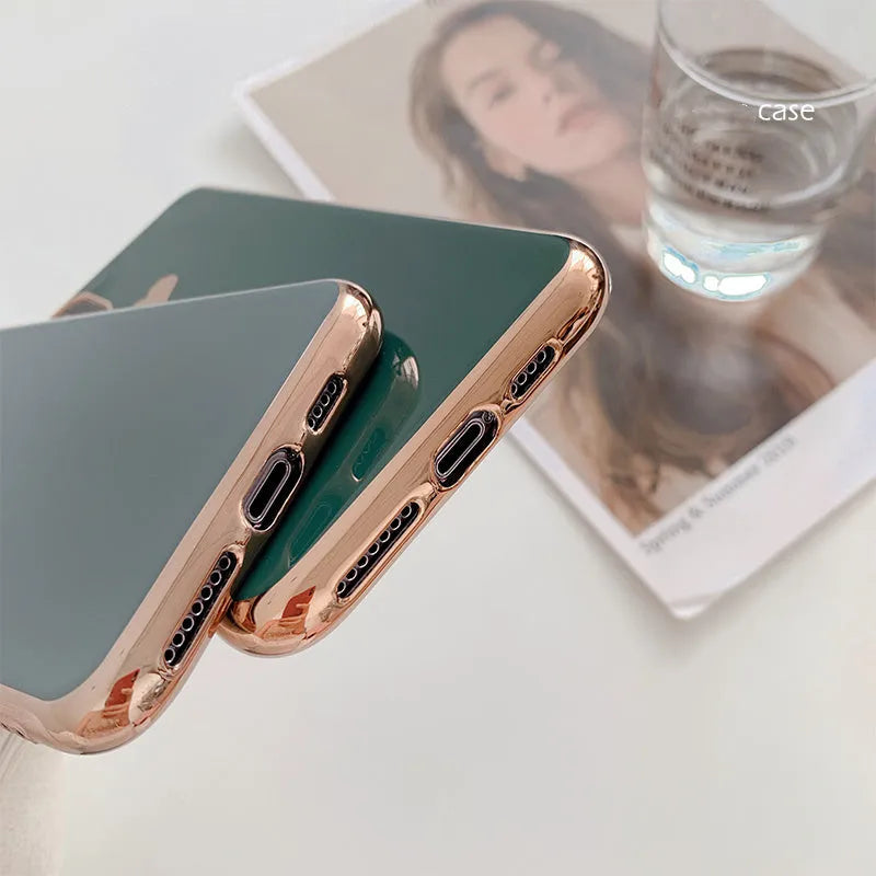 Solid blue TPU back cover case on an iPhone showing simple design and colour.