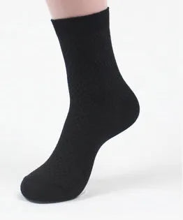 Men's bamboo fibre business socks showing small square pattern in five colour options