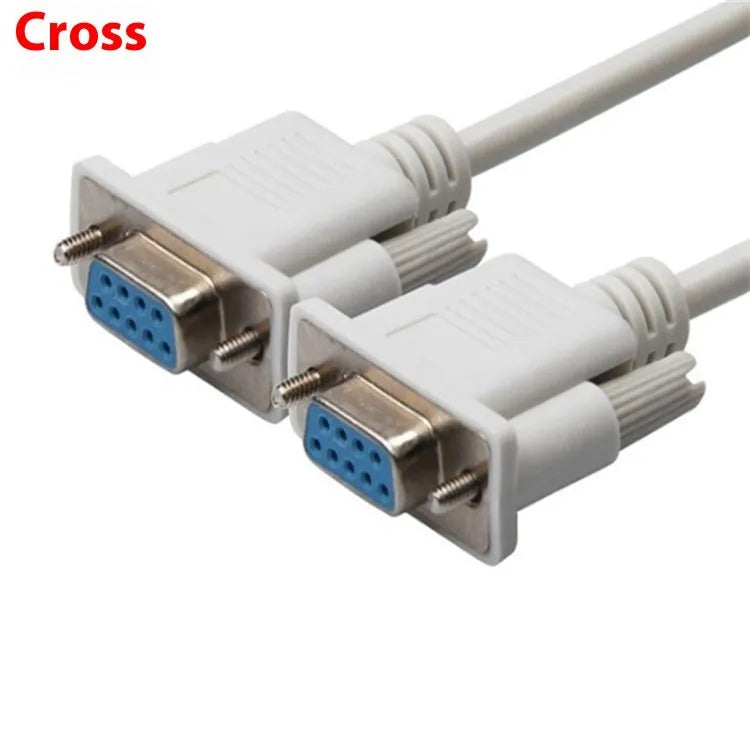 DB9 female to female RS232 crossover serial cable 1.5 metres milky white