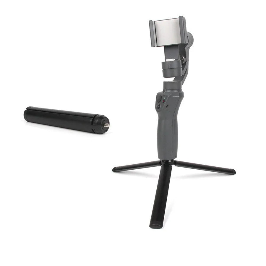 Black aluminium alloy PTZ mobile phone tripod stabiliser mounted with an iPhone.